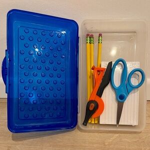Elementary Homework Supply Kit in Case | Scissors, Pencils, Index Cards, Compass